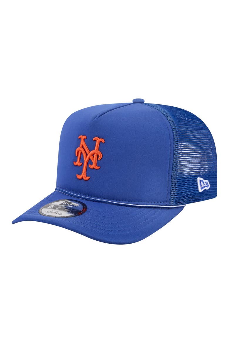 Men's New Era  Royal New York Mets Worn A-Frame 9FIFTY Trucker Snapback Hat, Main, color, Royal