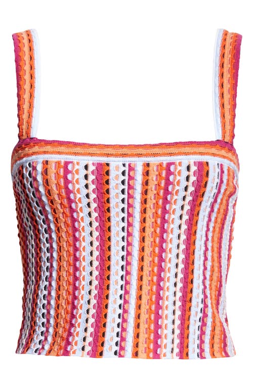Ramy Brook Vera Stripe Crochet Camisole In Orange/ivory Multi