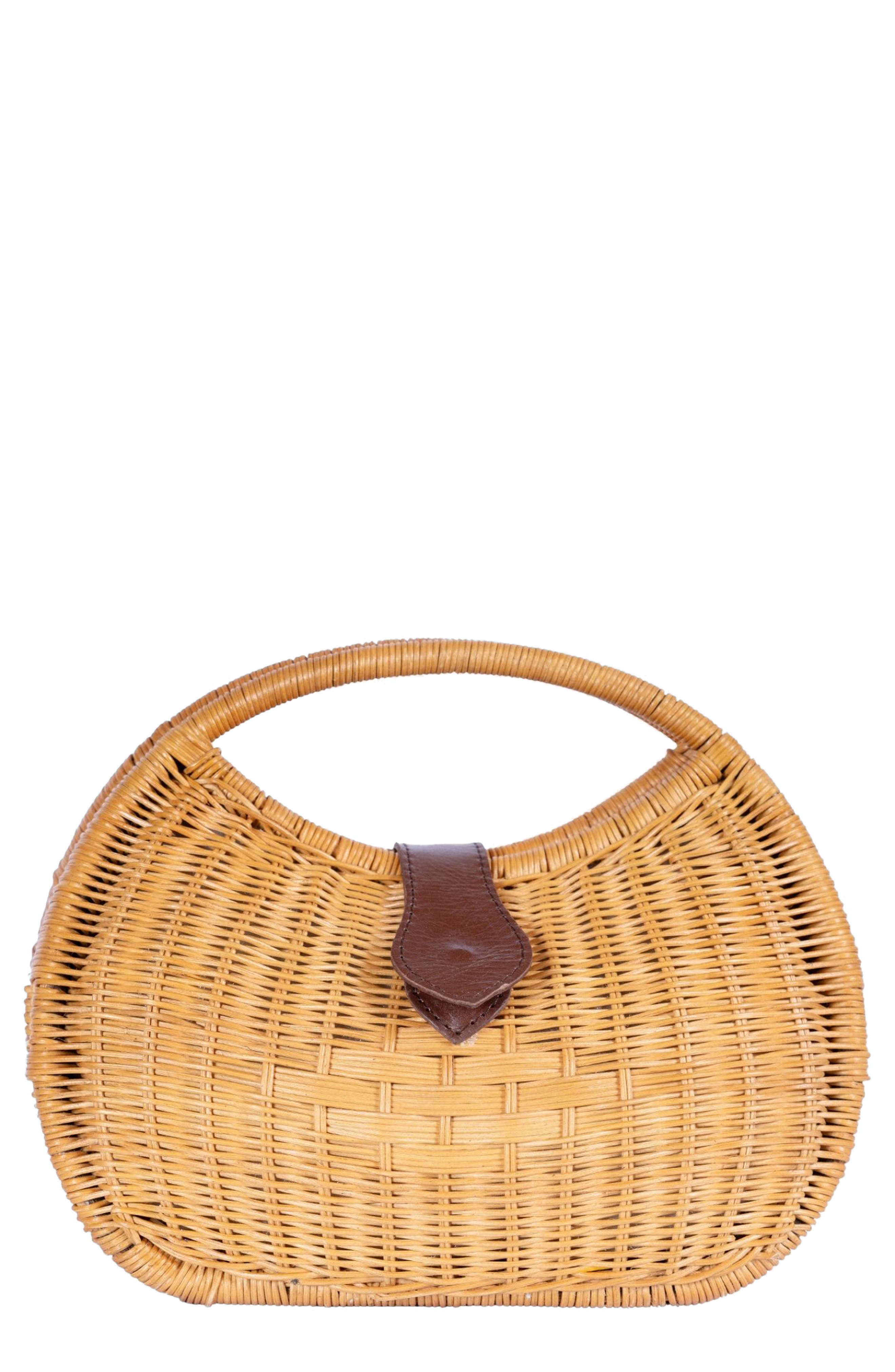 Jelavu Artemis Half Moon Rattan Hand Bag, Main, color, Natural