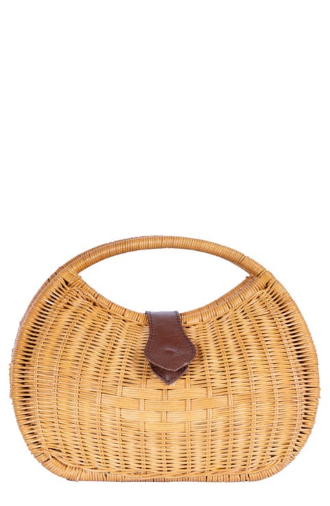 Artemis Half Moon Rattan Hand Bag
