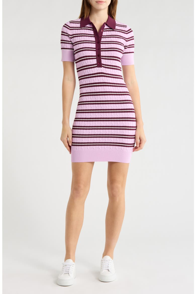 Cable Stitch Polo Sweater Dress, Main, color, COLLEGIATE STRIPE001