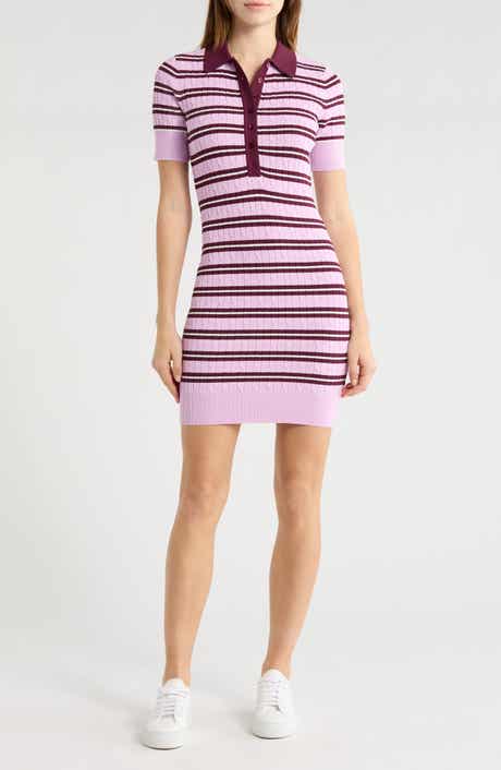 Good American Cable Stitch Polo Sweater Dress