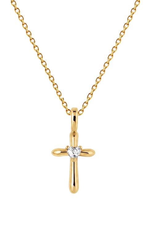 CZ Heart Cross Charm Necklace