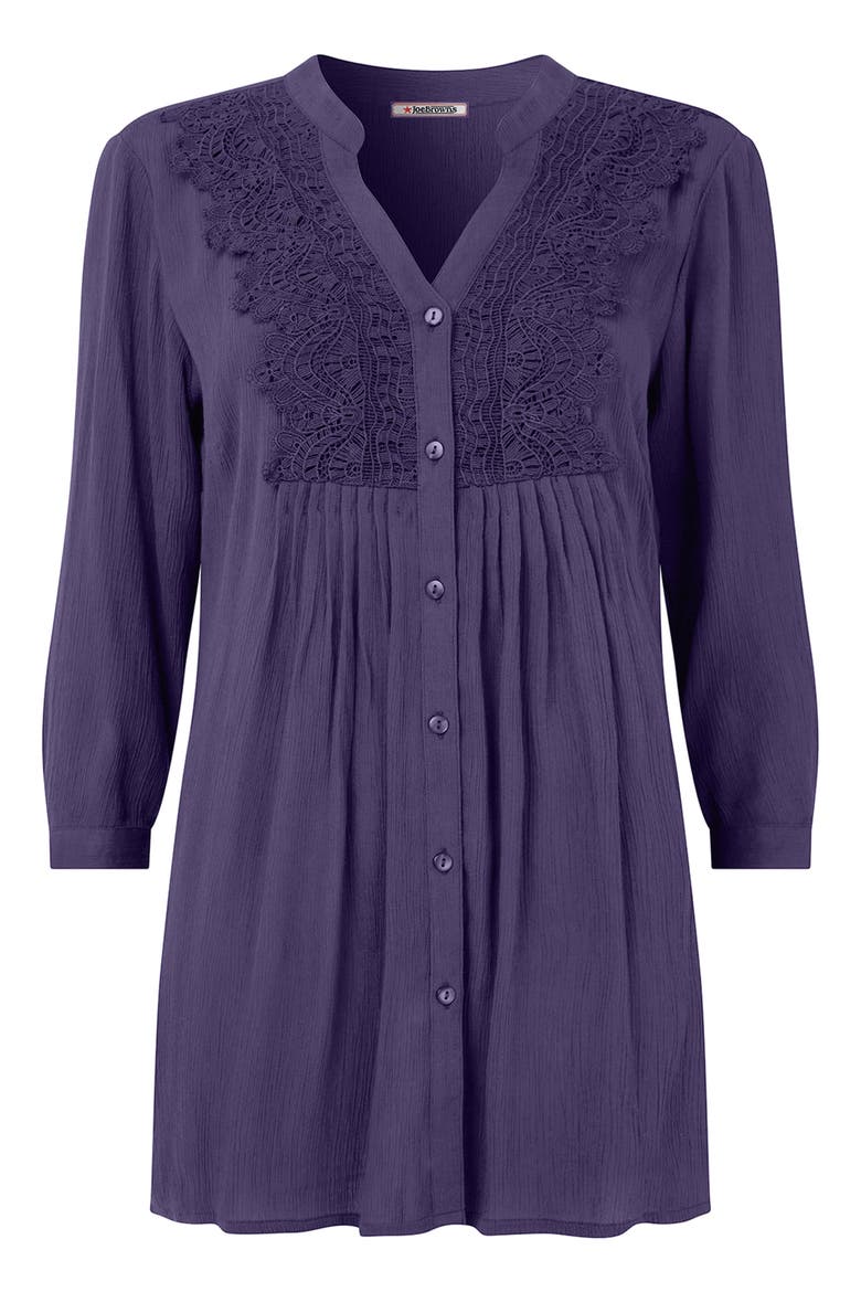 Crochet Trim Pintuck Shirt, Alternate, color, MULBERRY PURPLE