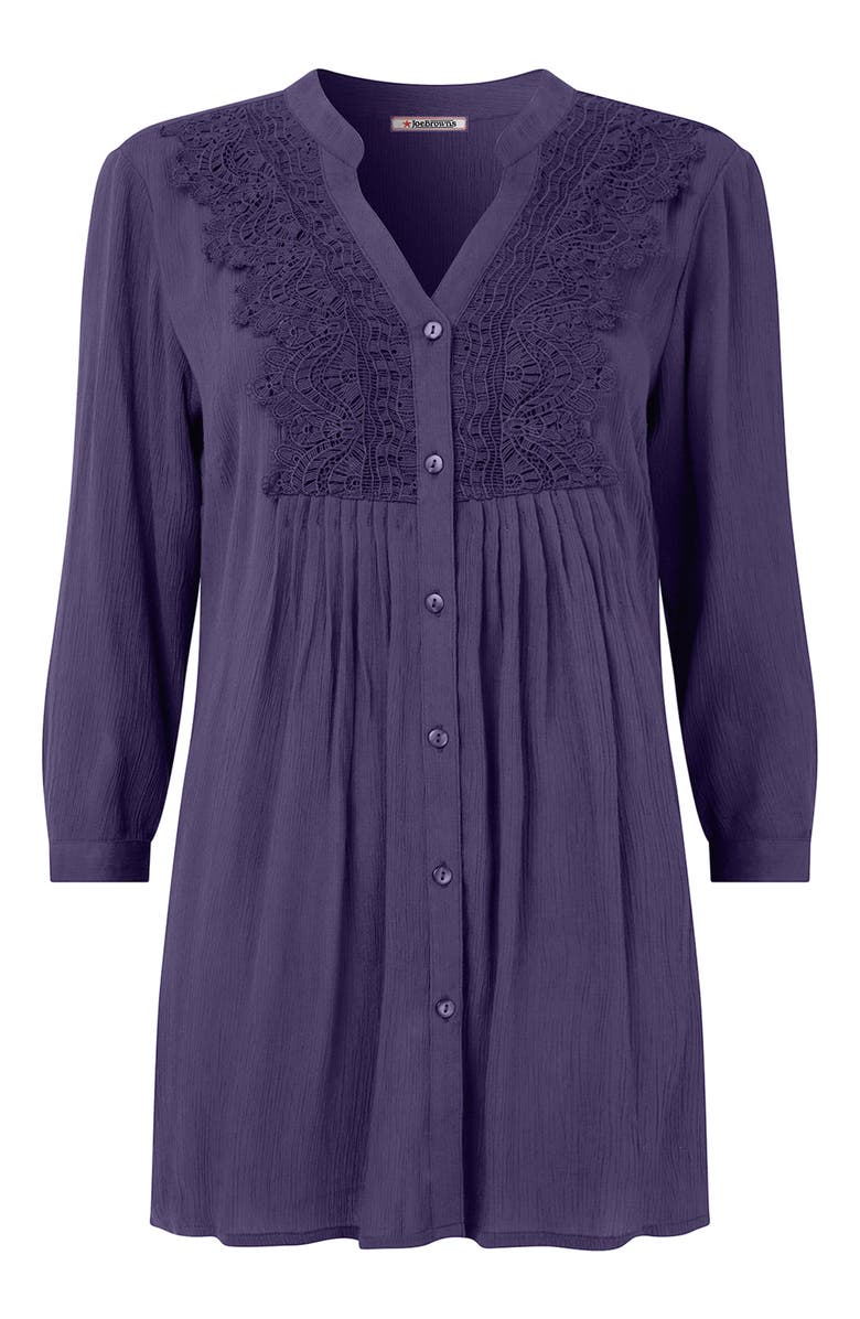 Joe Browns Crochet Trim Pintuck Shirt, Alternate, color, Mulberry Purple