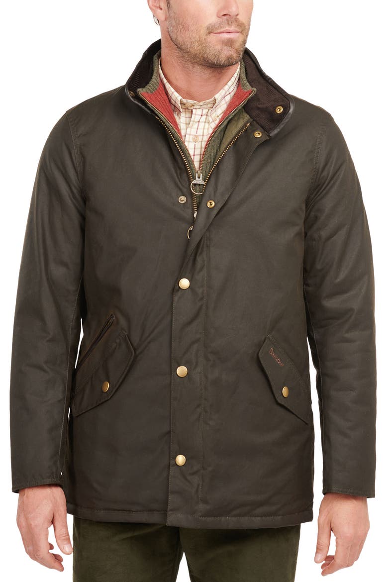 Prestbury Waxed Cotton Rain Coat, Main, color, OLIVE