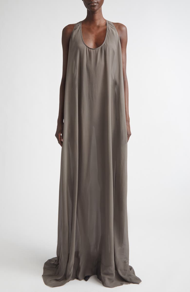 Rick Owens Temple Abito Silk Georgette Tank Gown, Main, color, Dust