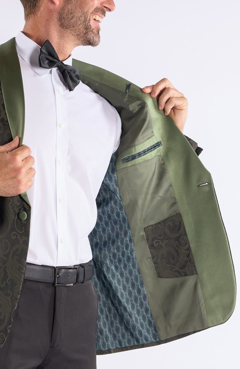 SAVILE ROW CO Paisley Jacquard Evening Jacket, Alternate, color, Olive