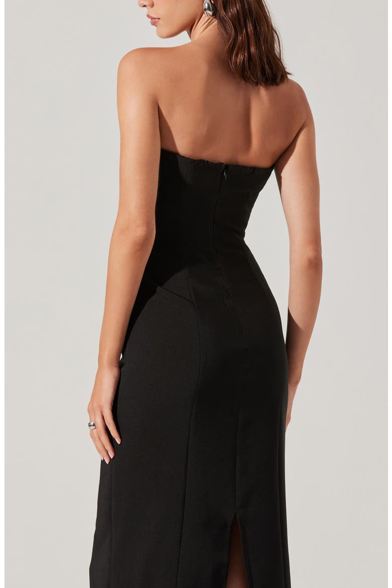 Strapless Tuxedo Midi Dress, Alternate, color, BLACK