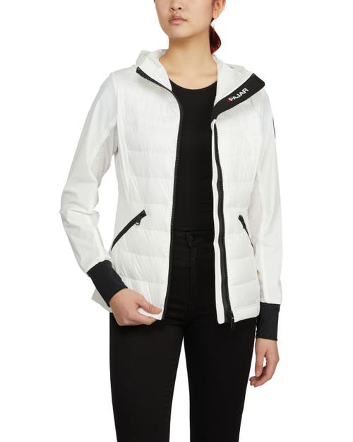Pajar Cressy Mixed Media Channel Quilted Stretch Puffer In White