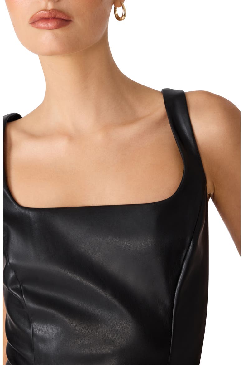 Marielle Sleeveless Faux Leather Minidress, Alternate, color, BLACK