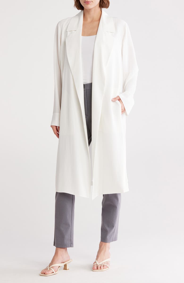 Eileen Fisher Silk Trench Coat, Main, color, Ivory