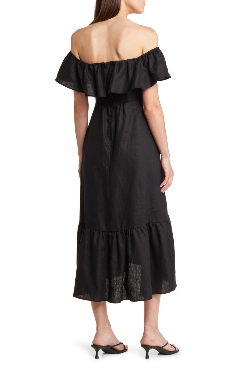 Reformation Baela Ruffle Off the Shoulder Linen Dress, Alternate, color,
