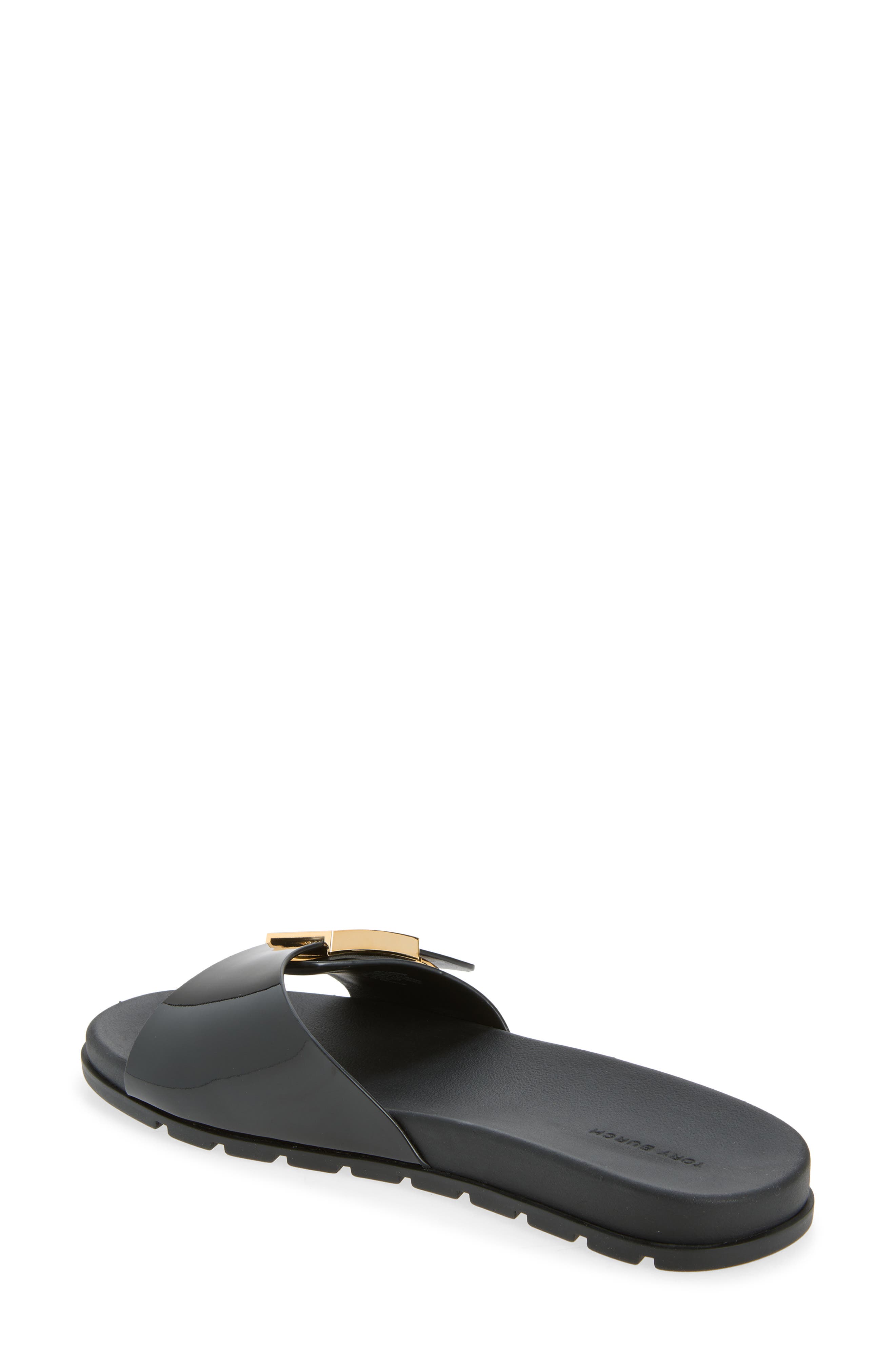Tory Burch Buckle Slide Sandal, Alternate, color, Perfect Black / Gold