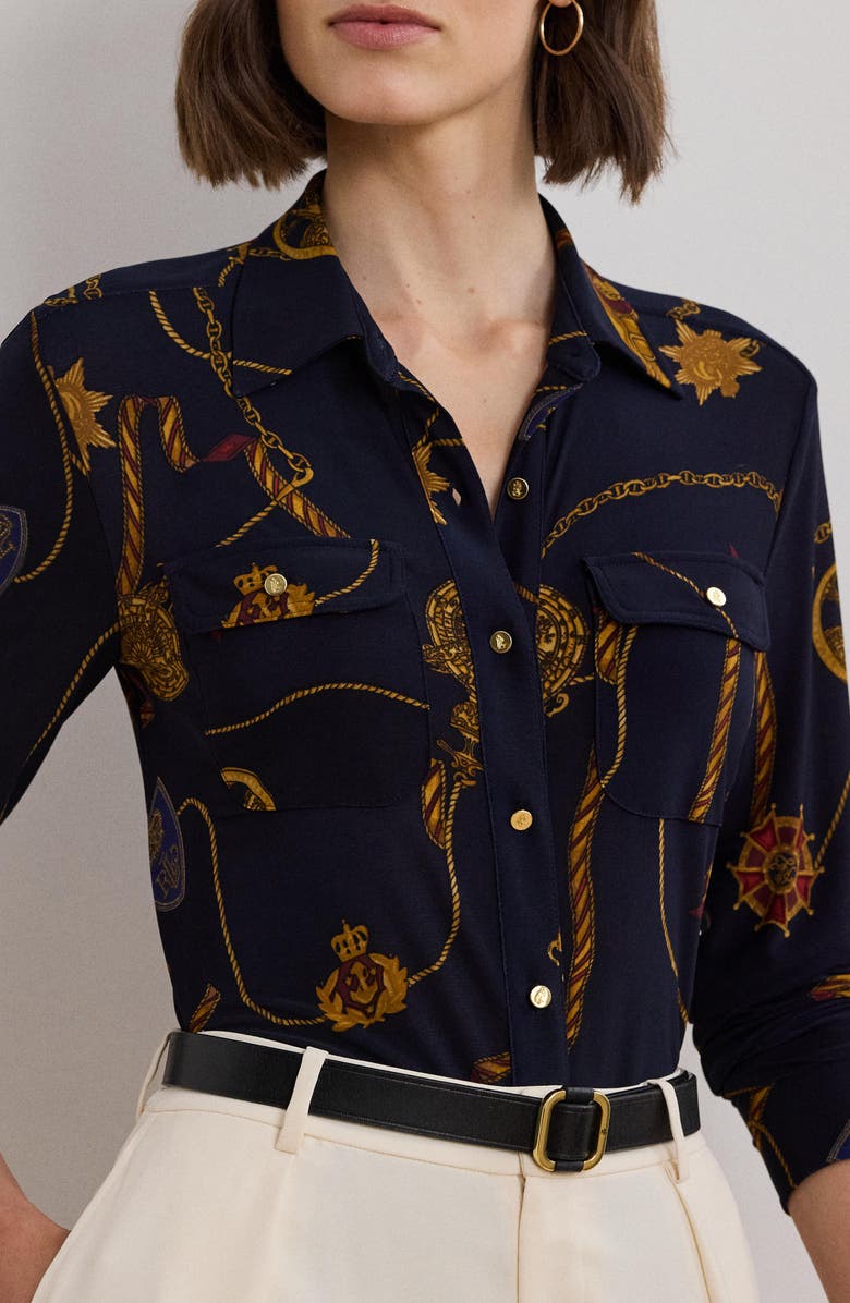 Lauren Ralph Lauren Medallion Print Button-Up Shirt, Alternate, color, 