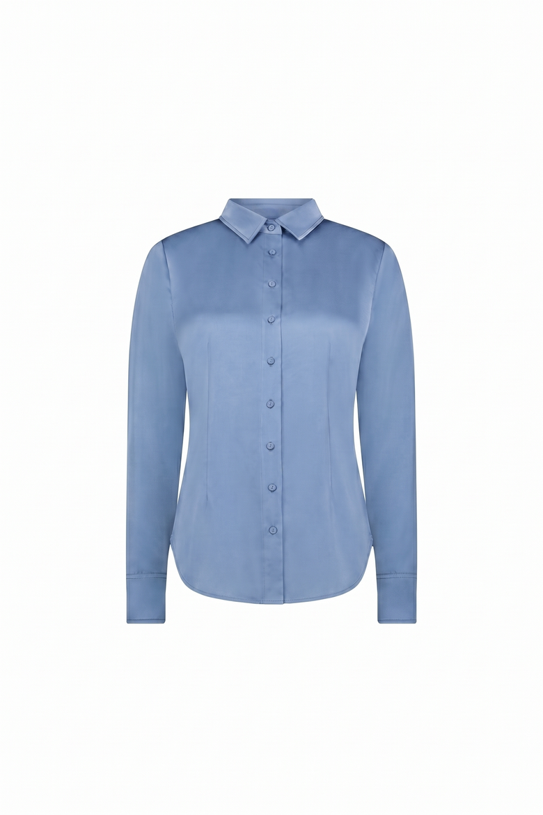 Paulina Silky Blouse, Alternate, color, Coastal Blue