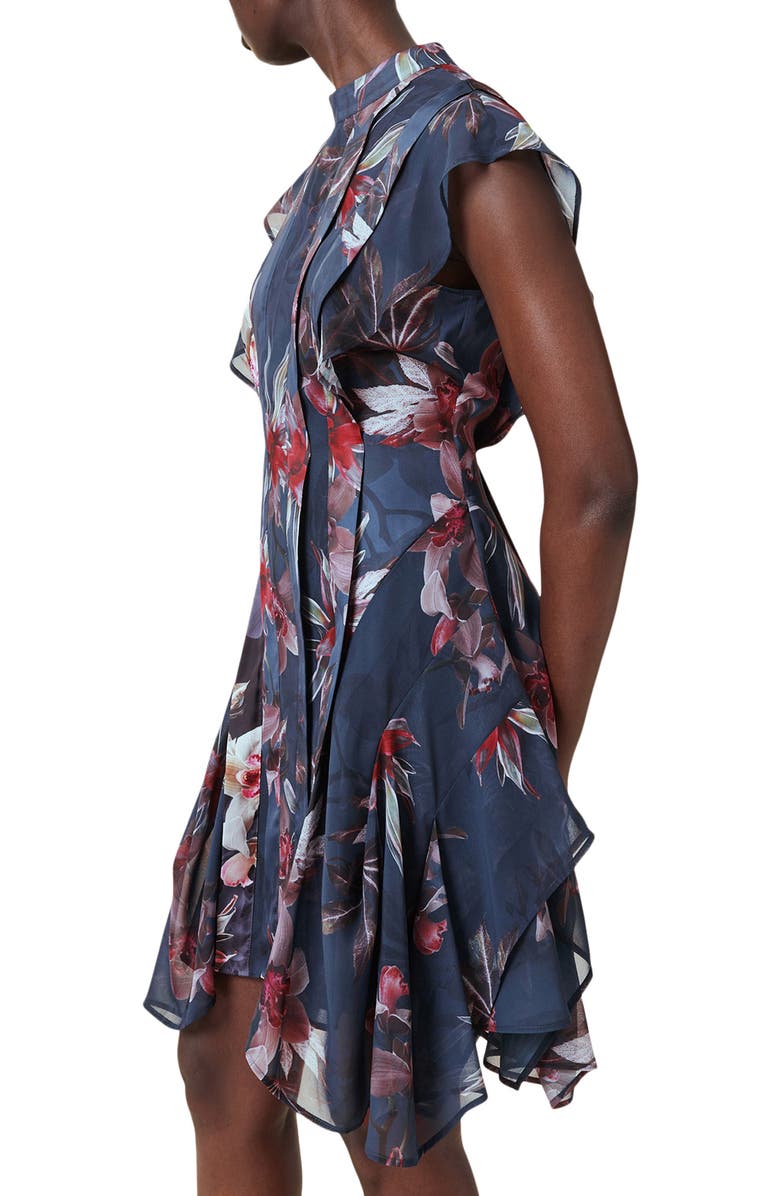 AllSaints Fleur Handkerchief Hem Dress, Alternate, color, Adena Deep Blue