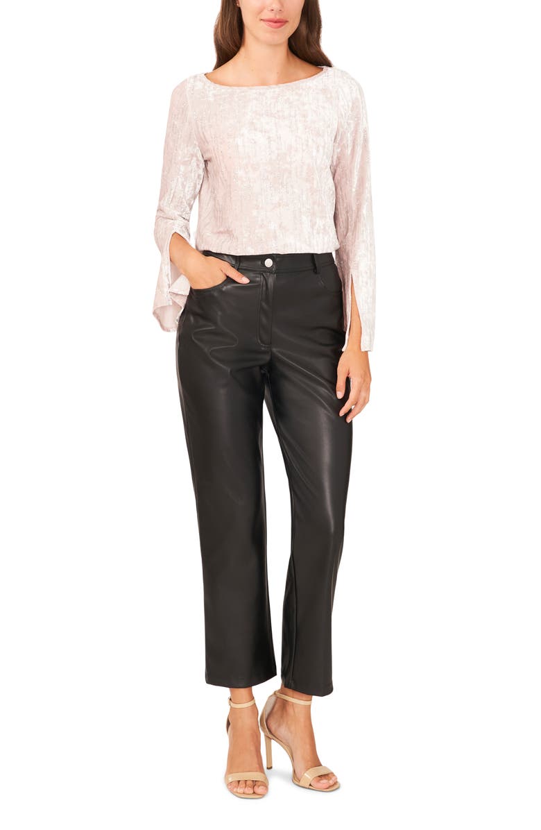 Halogen<sup>®</sup> Metallic Split Cuff Velvet Top, Alternate, color, 