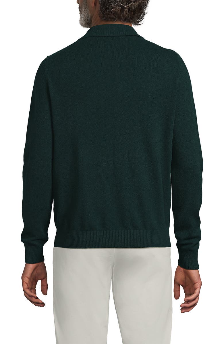 Lands' End Long Sleeve Cashmere Sweater Polo, Alternate, color, Deep Balsam
