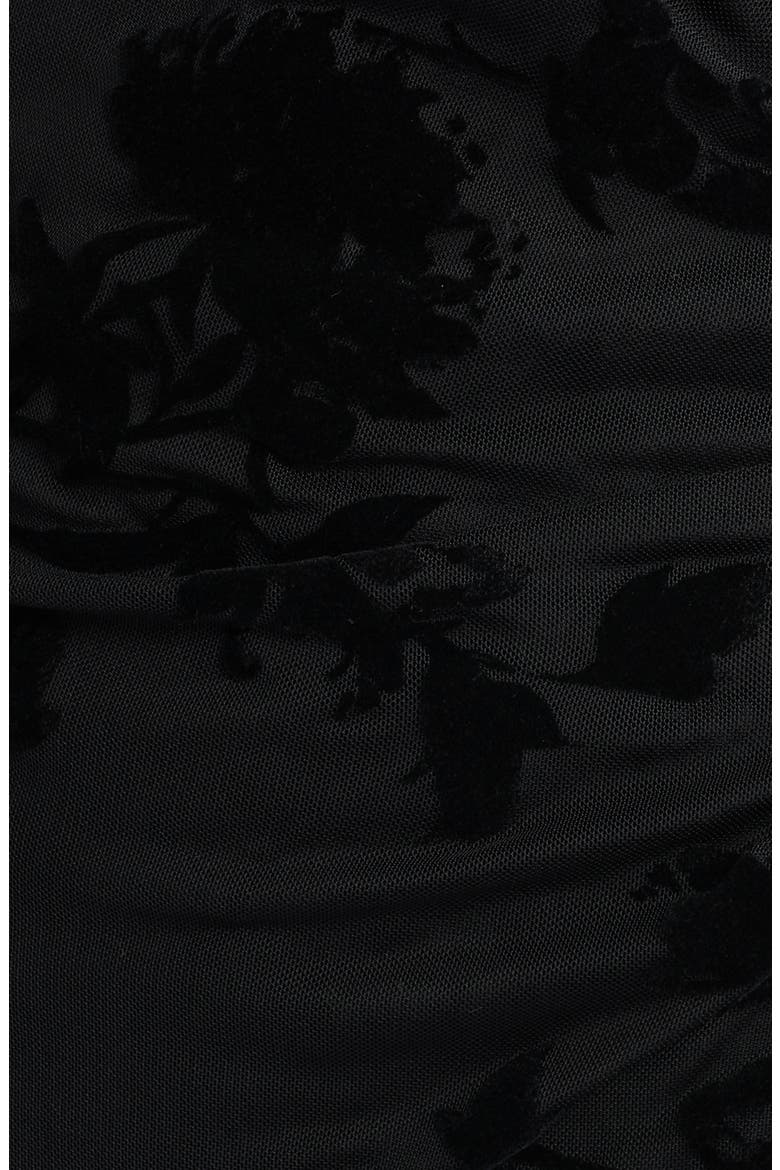 Flocked Faux Wrap Dress, Alternate, color, BLACK