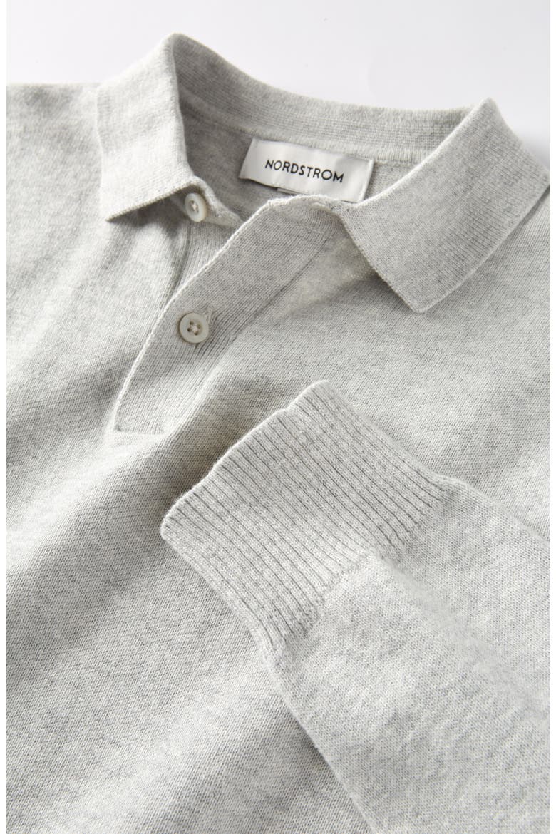 Kids' Cotton Polo Sweater, Alternate, color, GREY LIGHT HEATHER