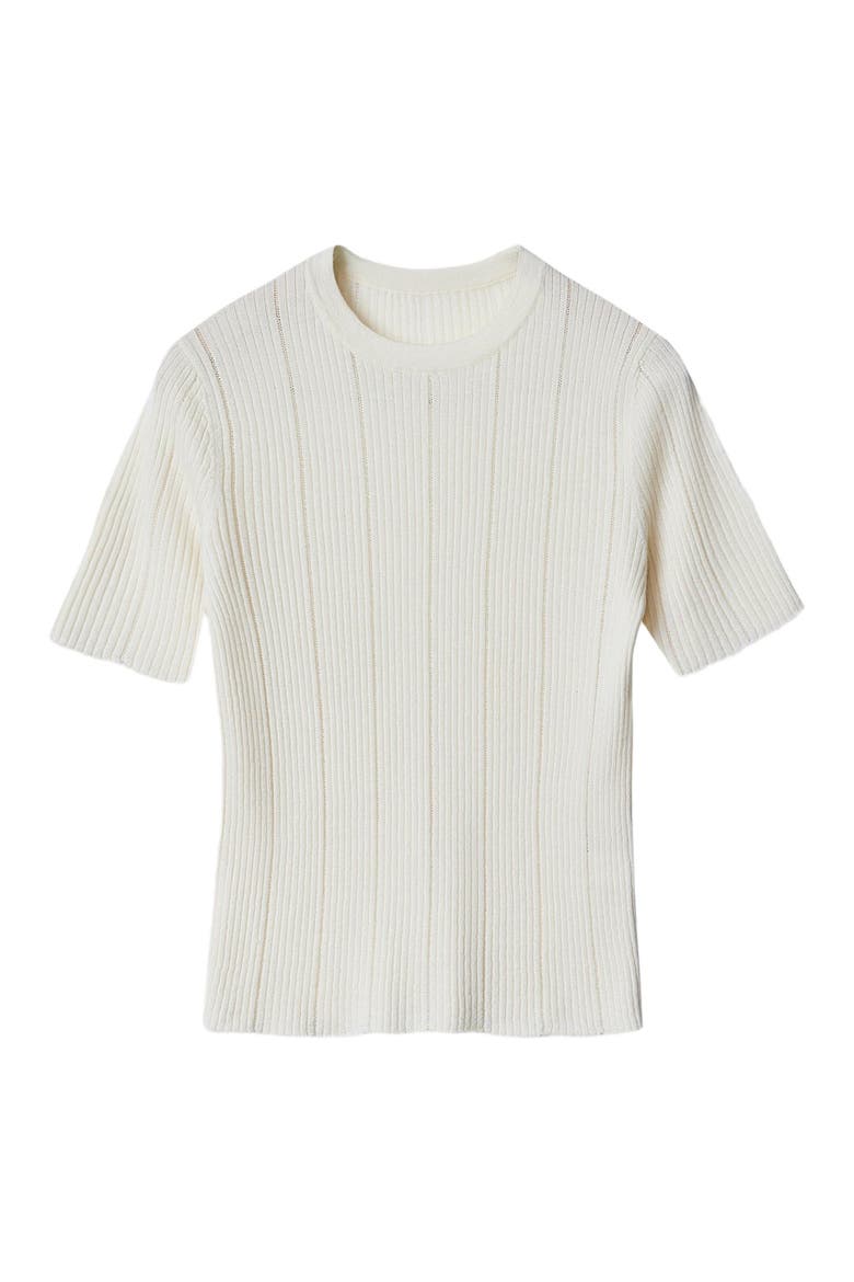 Ajour-Knit Cashmere Silk Top, Alternate, color, whisper white