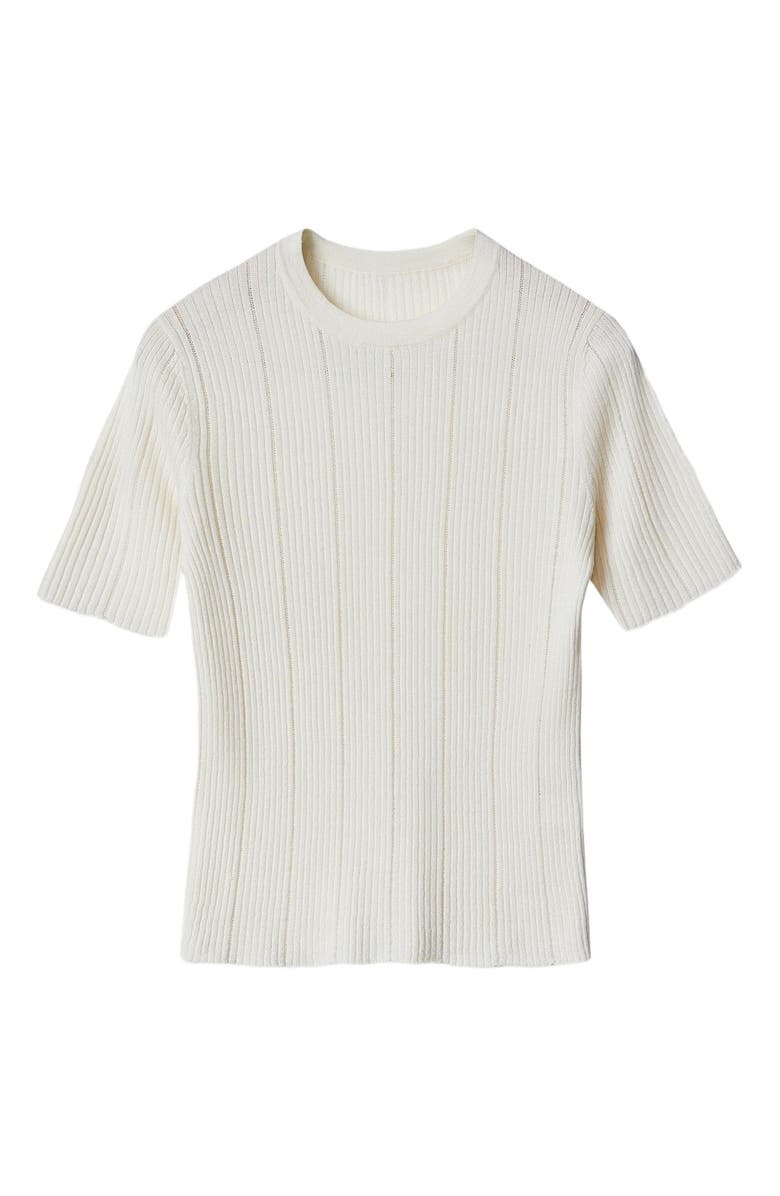 GOBI Mongolian Cashmere Ajour-Knit Cashmere Silk Top, Alternate, color, Whisper White