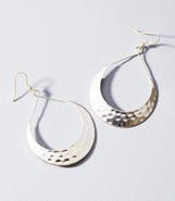 Matr Boomie Lunar Crescent Hammered Hoop Earrings