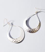 Matr Boomie Lunar Crescent Hammered Hoop Earrings