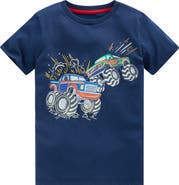 Mini Boden Kids' Monster Truck Glow in the Dark Cotton Graphic T-Shirt
