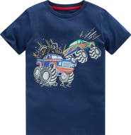 Mini Boden Kids' Monster Truck Glow in the Dark Cotton Graphic T-Shirt