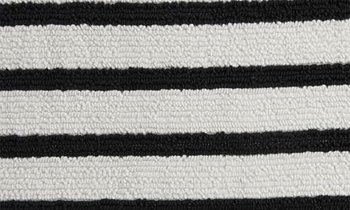 Parachute Resort Stripe Organic Cotton Bath Mat In Plaster With Soft Black