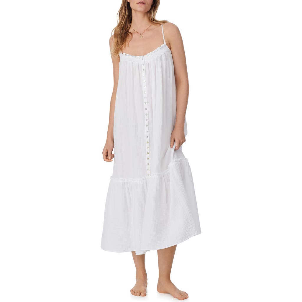Eileen West Strappy Cotton Gauze Nightgown In White