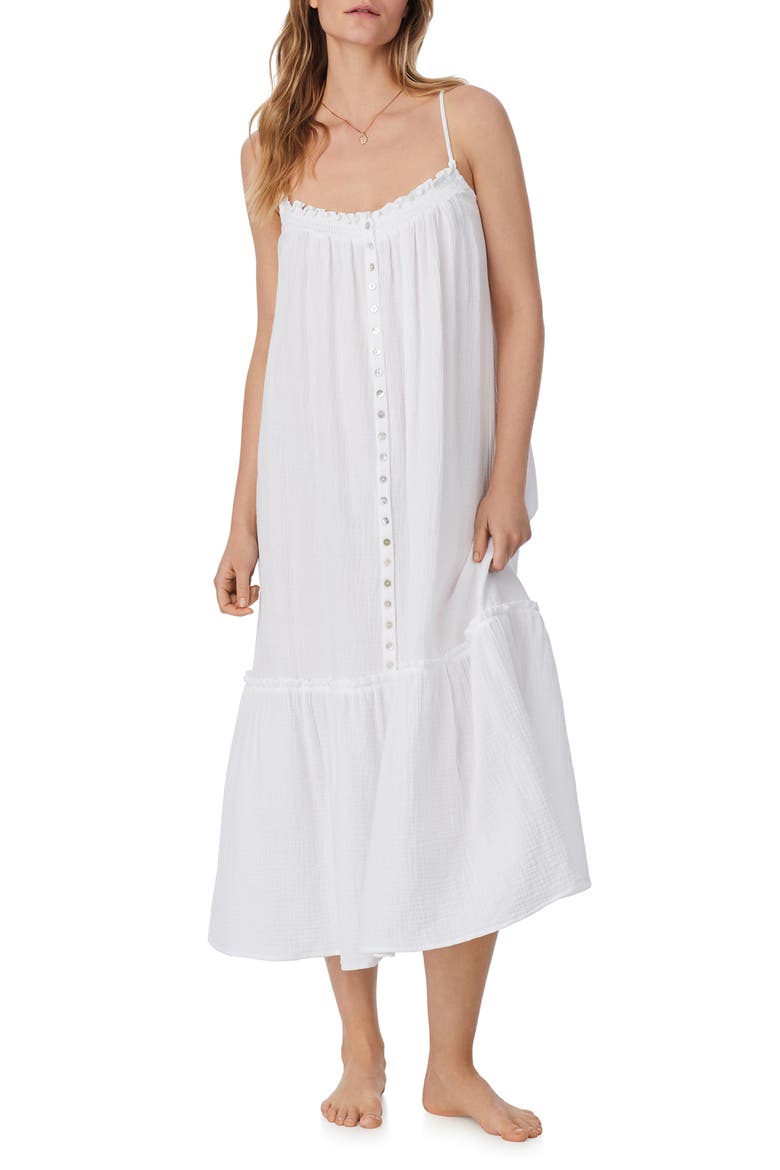 maxi dress nightgown Papinelle | Swiss Dot Lace Front Maxi Nightgown