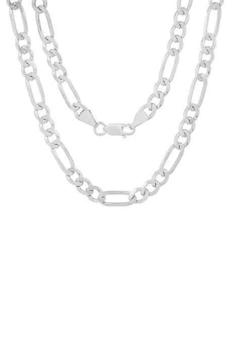 Queen Jewels Men's Sterling Silver Thick Italian Figaro Chain Necklace