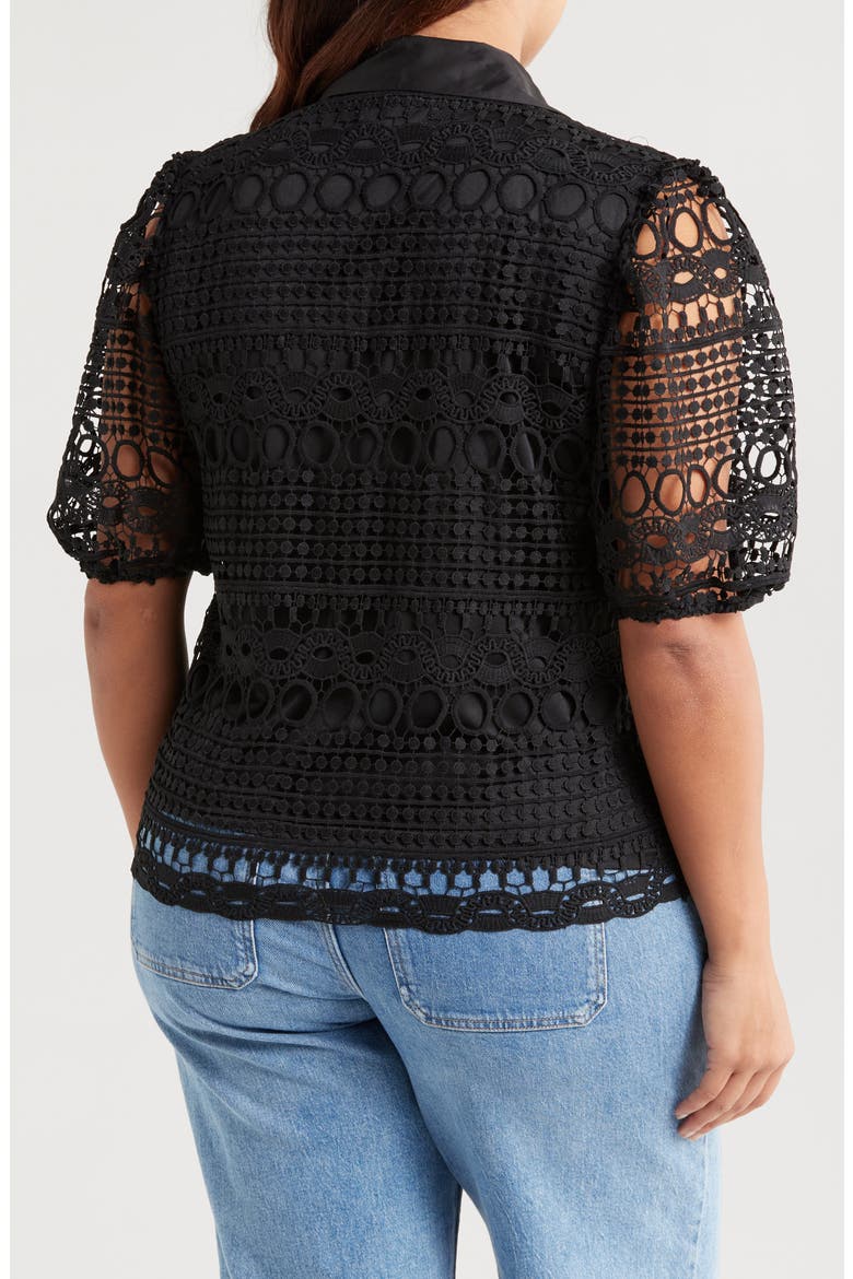 Brianna Short Sleeve Lace Top, Alternate, color, BLACK