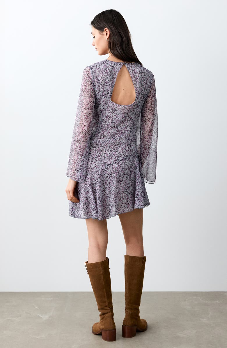 MANGO TEEN Long Sleeve Asymmetric Abstract Print Dress, Alternate, color, Light/ Pastel Purple