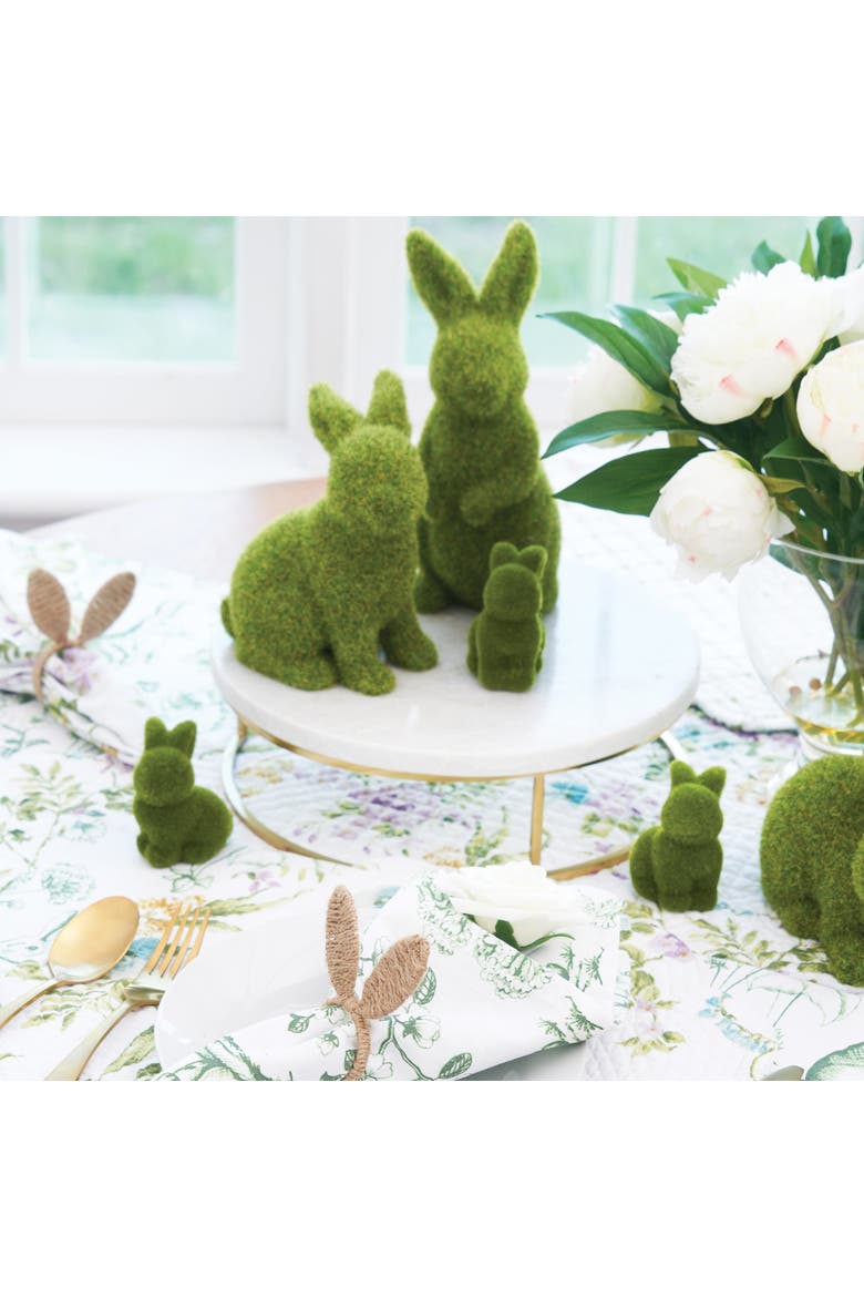 Flocked Standing Bunny Figurine, Alternate, color, Green