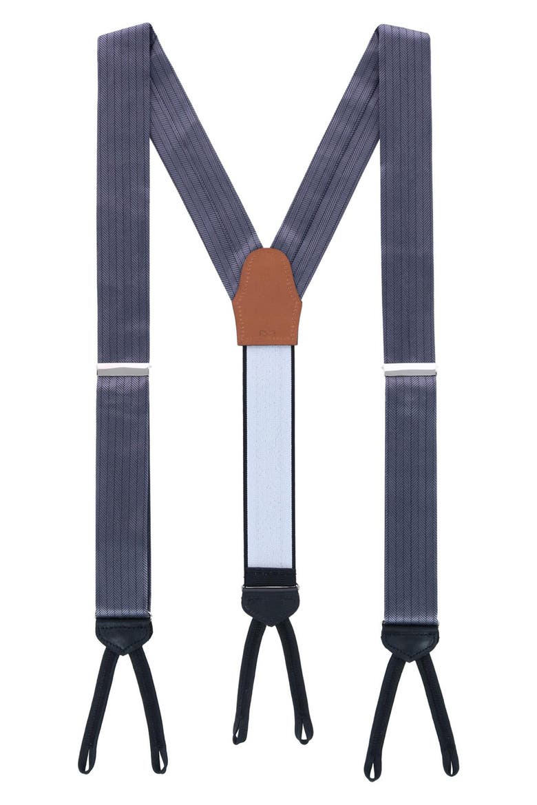 Classic Herringbone Silk Suspenders, Main, color, PEWTER