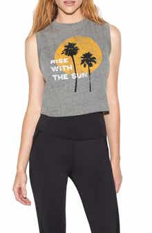 Spiritual Gangster Shady Palm Crawford Crop Cotton Graphic Tank