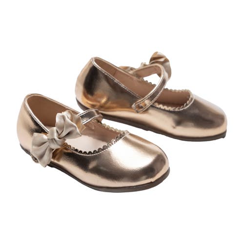 Tulleen Satin Elodie Rhinestone Bow Flats In Champagne