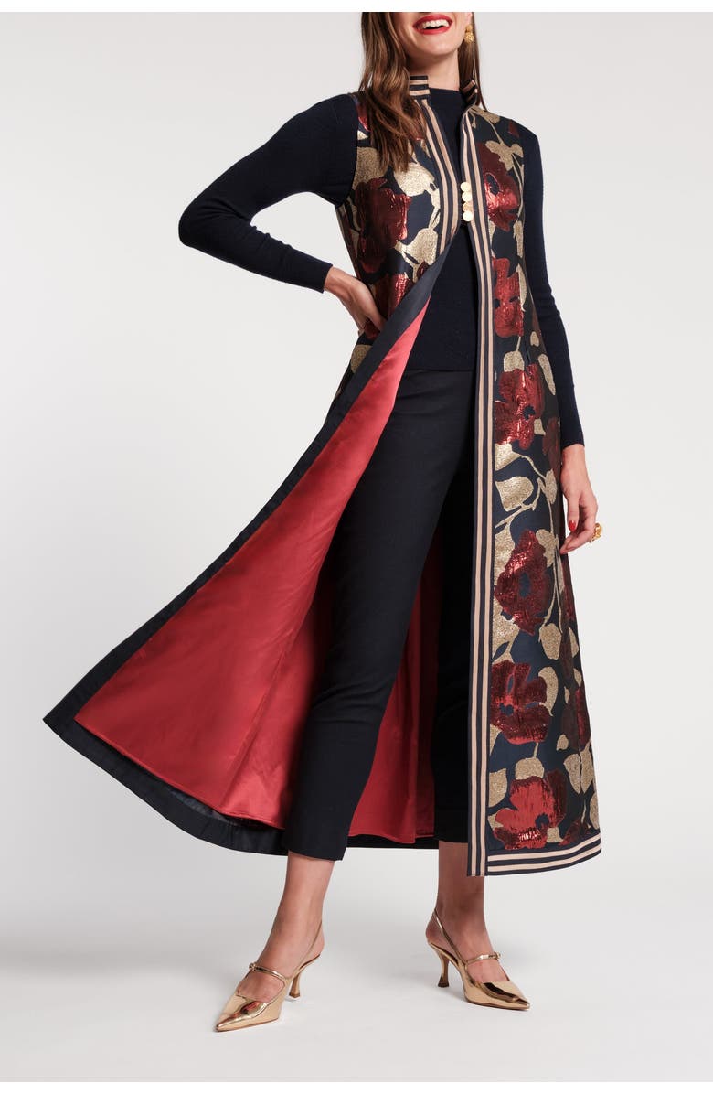 Frances Valentine Susie Jacket Floating Floral, Main, color, Navy/Gold/Multi