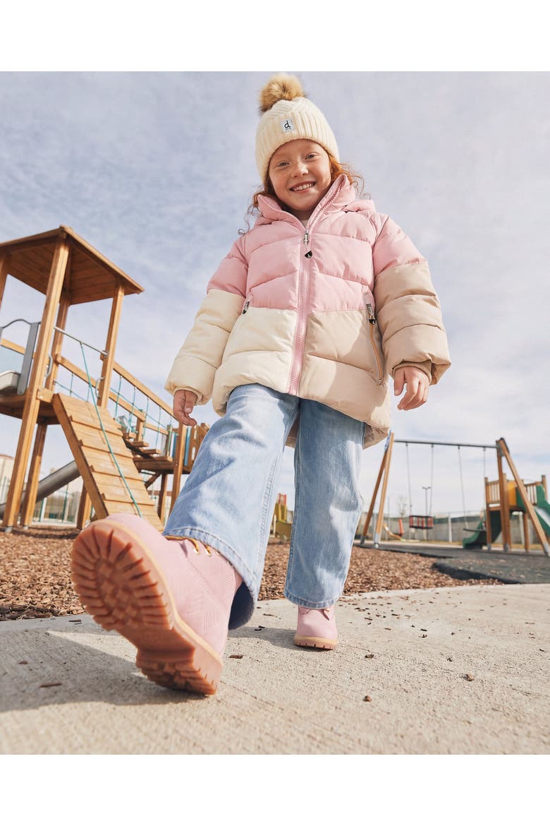 Girl Color Block Fleece Lined Insulated Winter Jacket, Alternate, color, Pale Dusty Pink