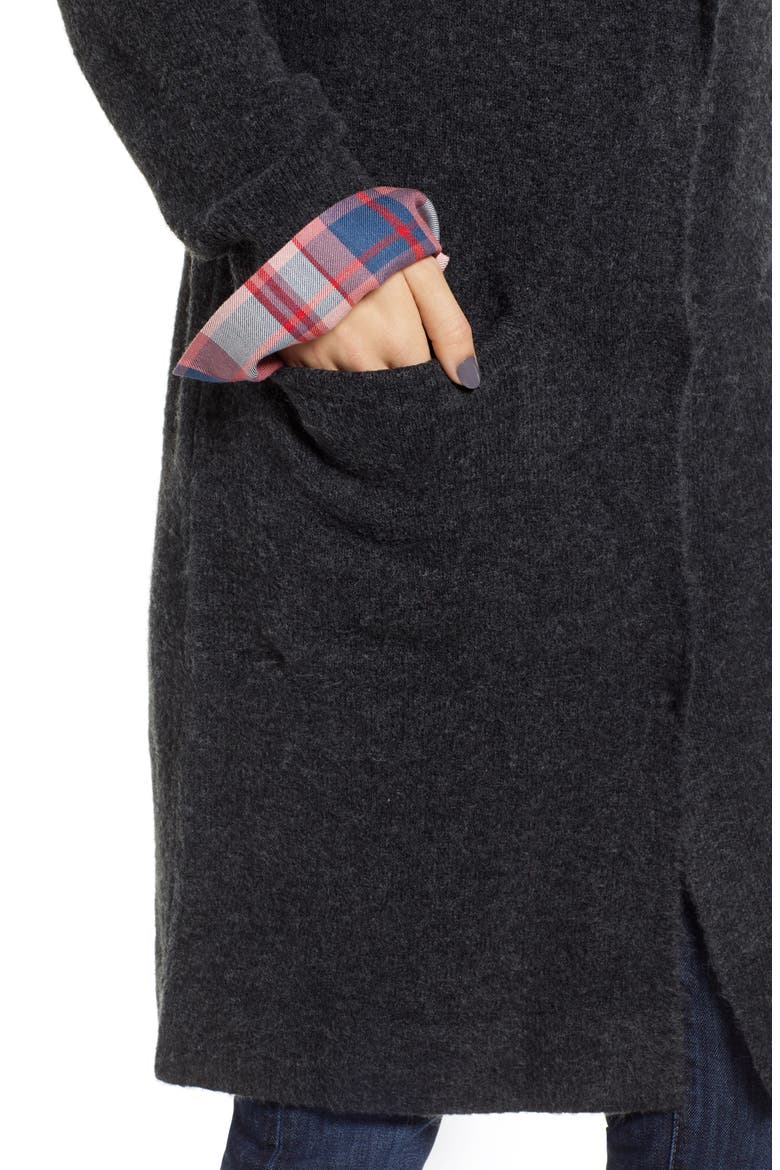 Belted Long Cardigan, Alternate, color, GREY DARK CHARCOAL HEATHER
