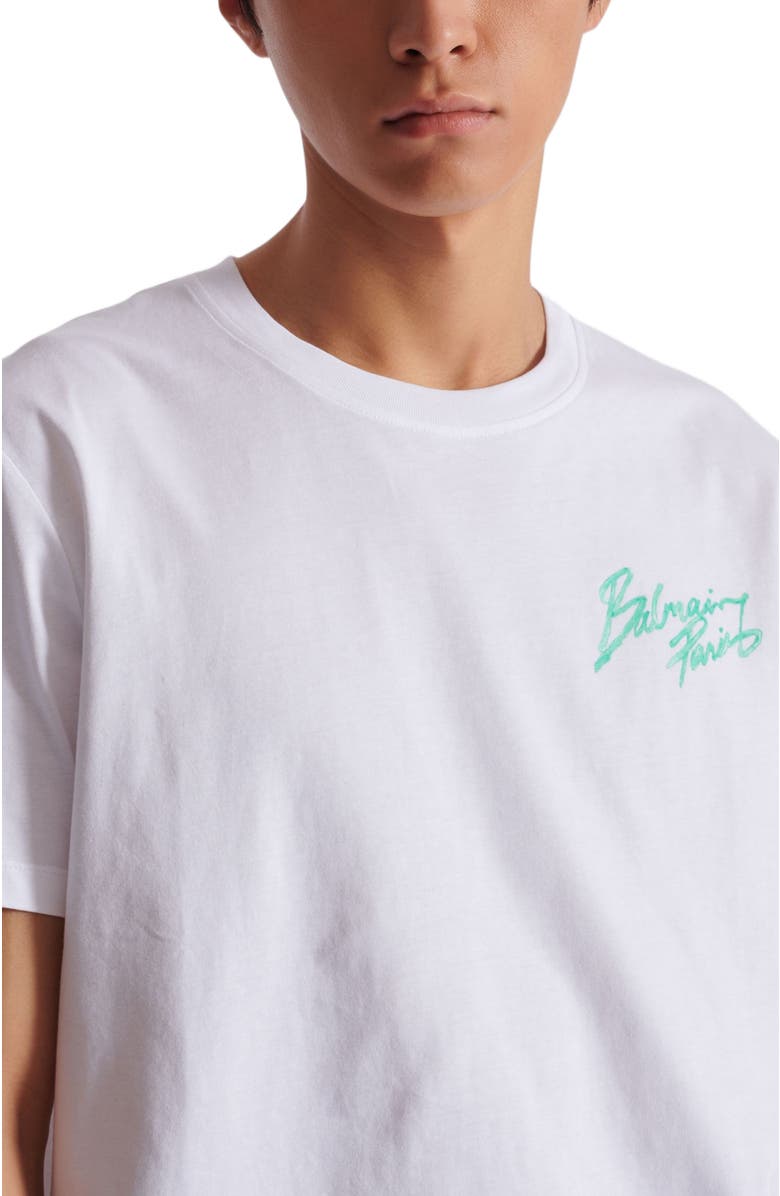 Balmain Printed cotton T-shirt, Alternate, color, White