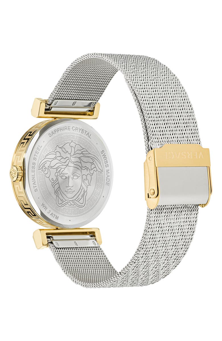Versace Regalia Mesh Strap Watch, 34mm, Alternate, color, Two Tone