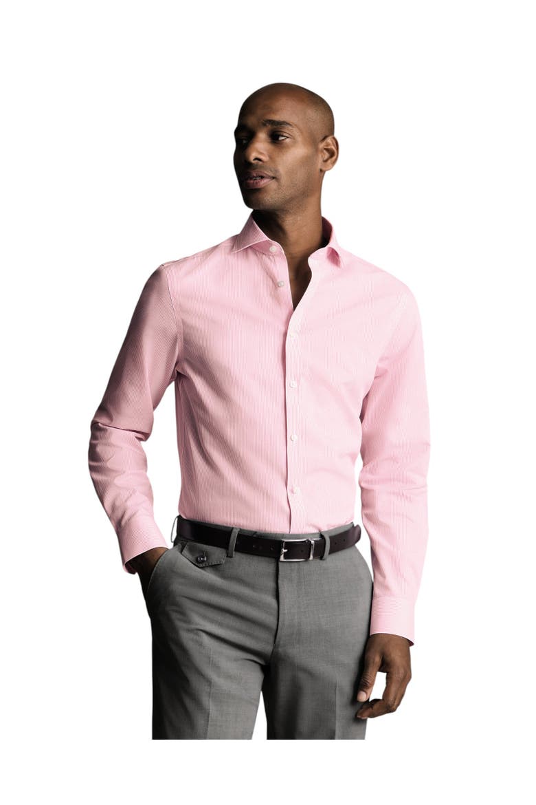 Non-Iron Poplin Bengal Stripe Shirt, Main, color, Pink