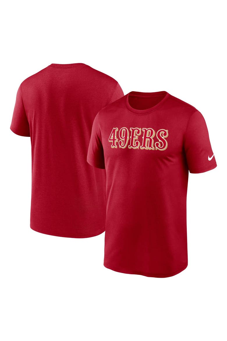 Men's Nike Scarlet San Francisco 49ers Primetime Legend Wordmark Dri-FIT T-Shirt, Main, color, Scarlet
