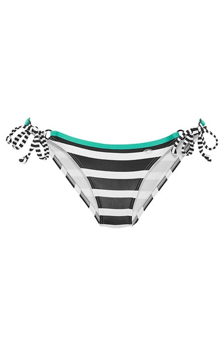 LASCANA Women's Striped Cheeky Bikini Bottom, Alternate, color, Black & Mint