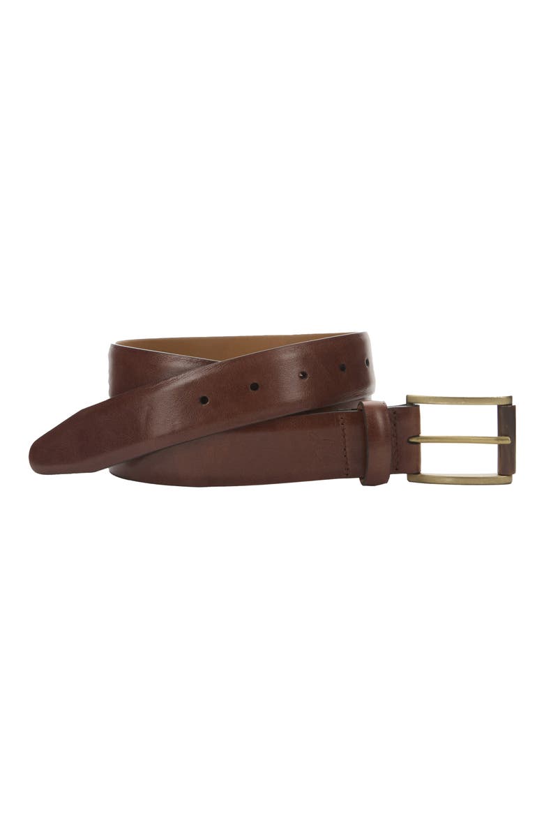 Smooth Leather Belt, Main, color, BROWN